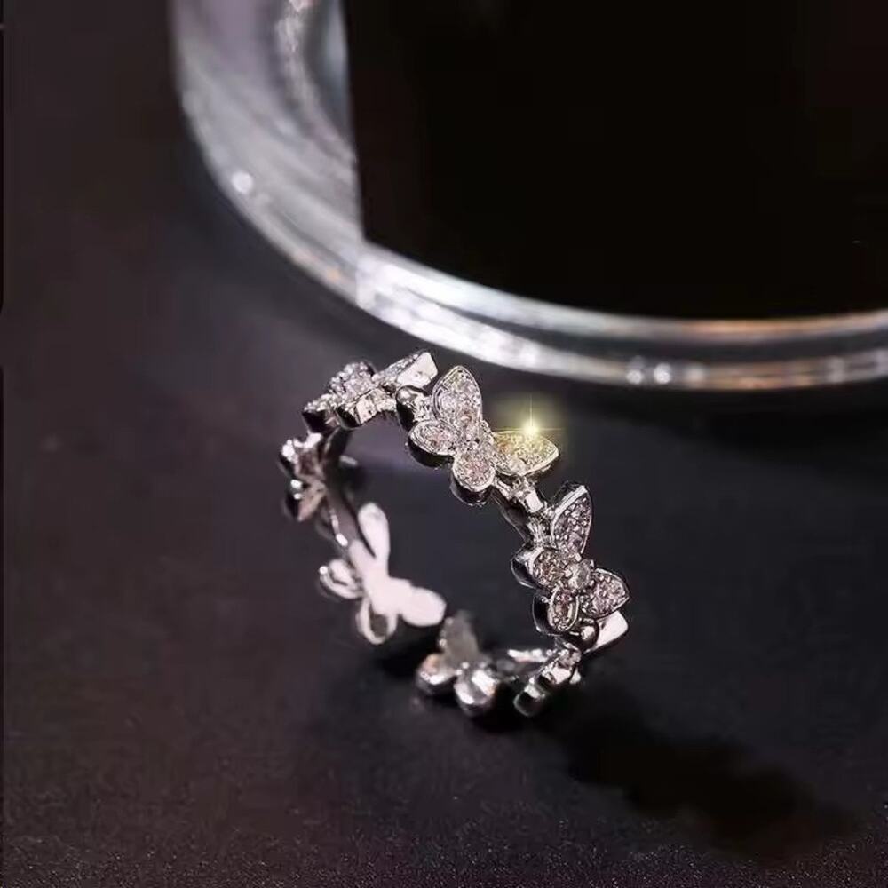 Dainty Elegant Princess Silver Butterfly Ring - Adjustable